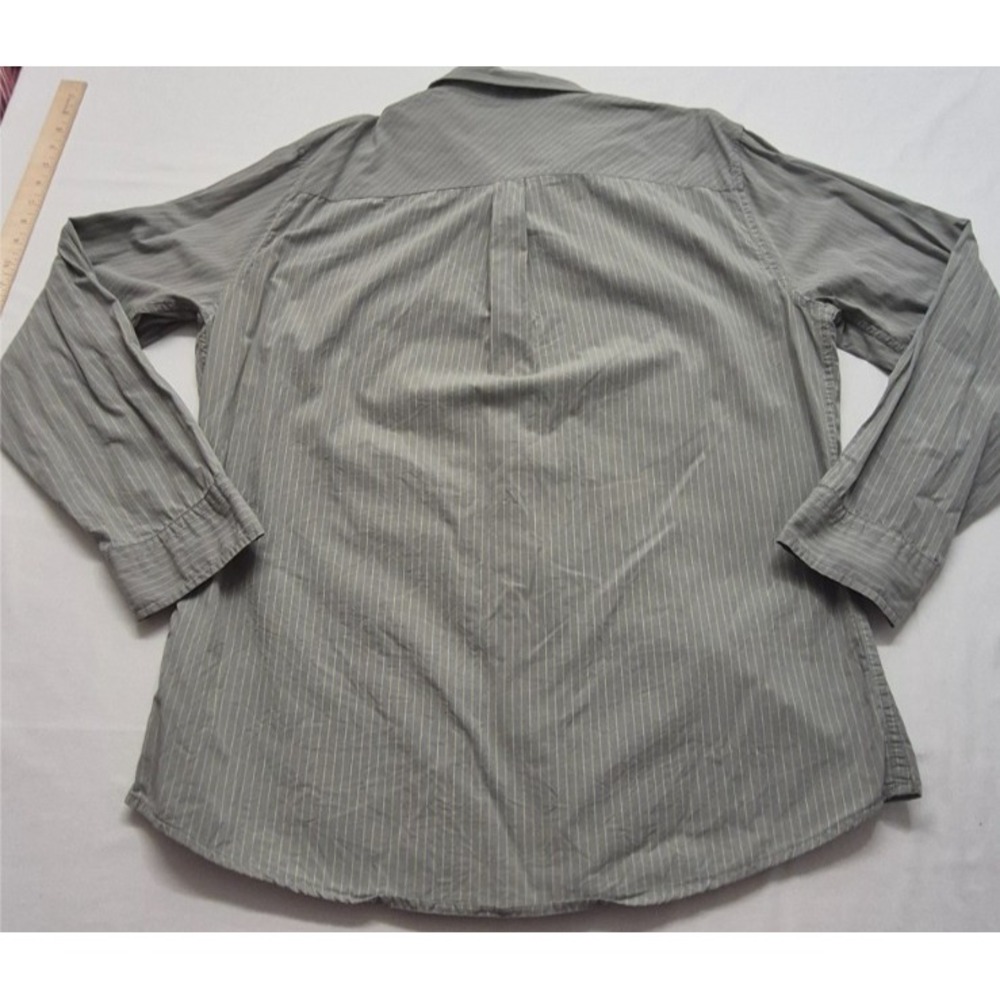 Gap men's gray long sleeve yellow striped button up shirt XL 100% Cotton pockets - Picture 9 of 13
